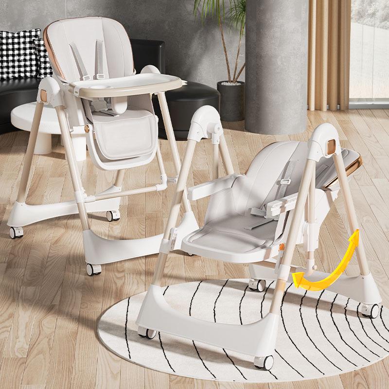 Multifunctional Baby High Chair (0-6 Years): Foldable, Convertible To Rocker, Recline & Sit Positions for Dining & Rest.