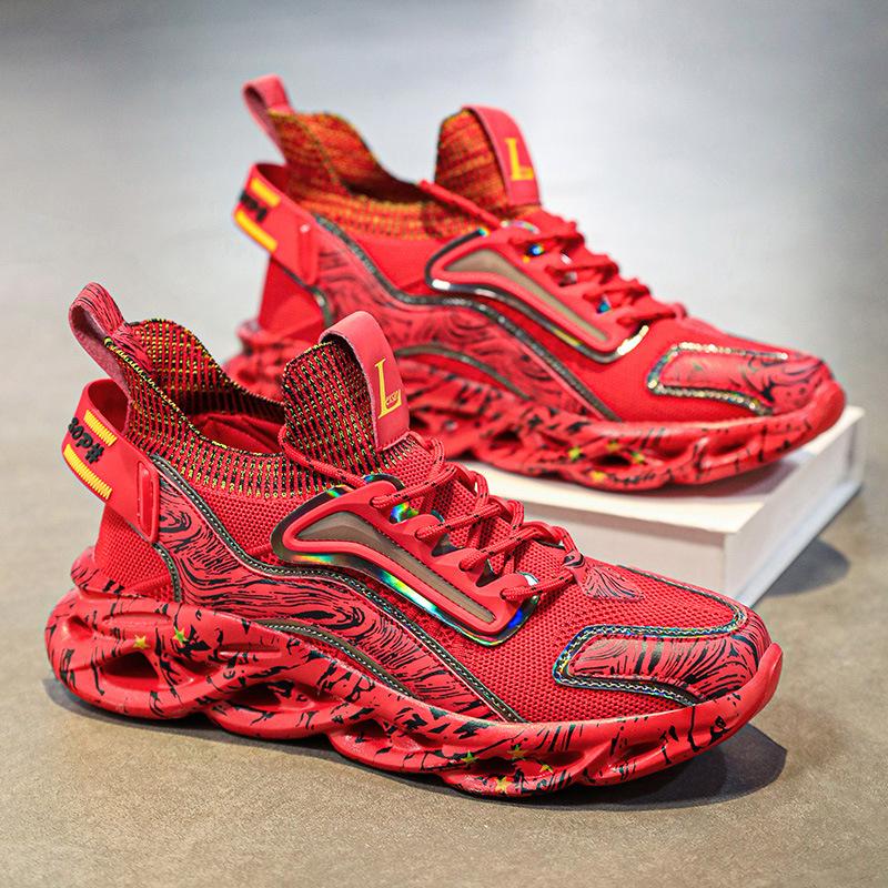 Quality Men's Sports Shoes Fashion Men's Casual Shoes New Design Graffiti Platform Wear-resistant Men Mesh Shoes Tenis Masculino