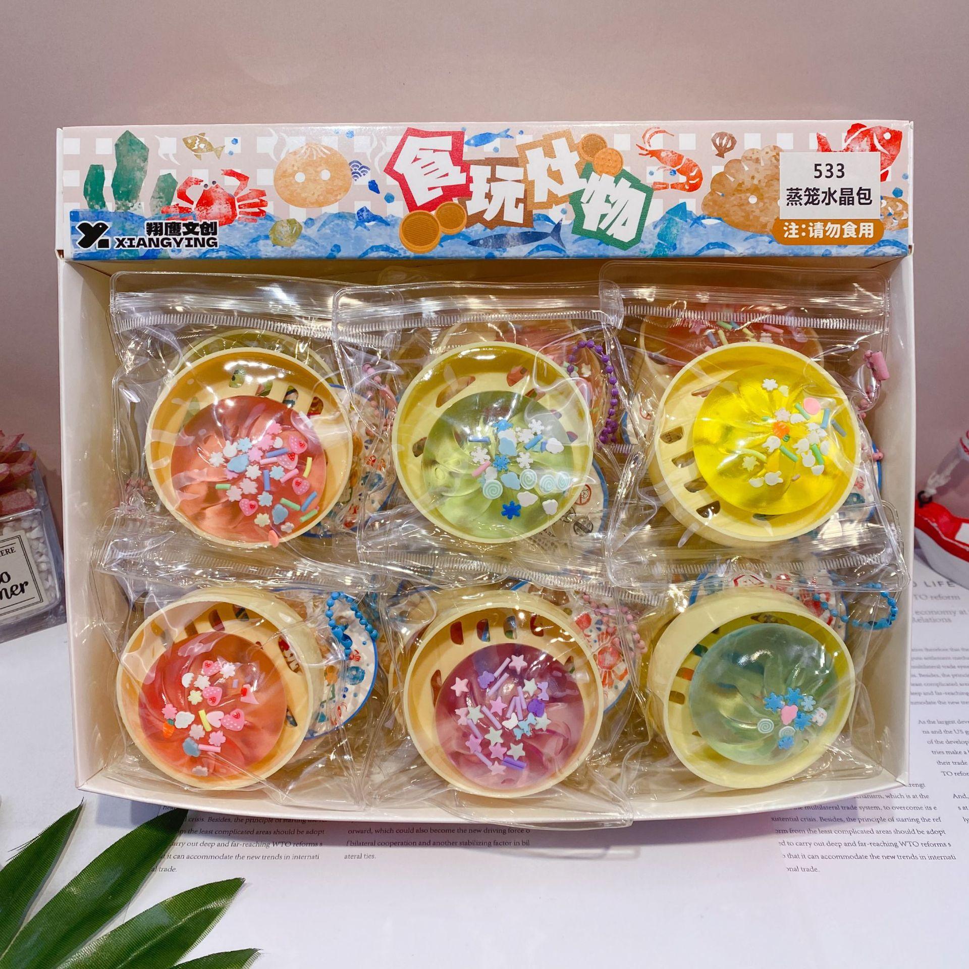 Mini Dumpling Squishy Set met Stoommandje - Zacht Kristal Fidget Sensorisch Speelgoed voor Feestbedankjes