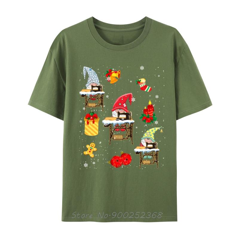 Cute Sewing Gnomes Funny Christmas Gnomes Sewing Quilting Printed TShirt Unisex Summer Graphic T Shirt Oneck Oversized Tshirt