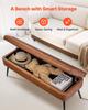 Leather Storage Ottoman Bench, PU Leather Bench with Storage and Metal Legs, Modern Shoe Benches Seat for Entryway, Upholstered End of Bed Benches for