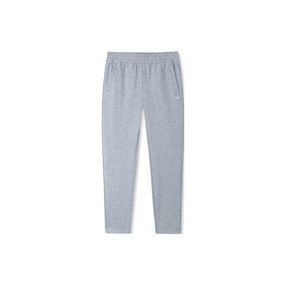 Anta Training Series Solid Color Logo Mid Waist Straight Leg Cuffed Sports Pants Women pants Gray Heather-Gray 962357301-2