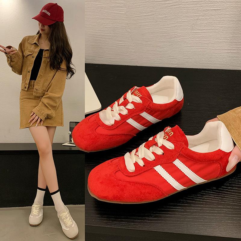 Thin-soled Leather Inner Height-increasing German Training Shoes Women's 2025 New Color Lace-up Forrest Gump Shoes Versatile Sports and Leisure Boa
