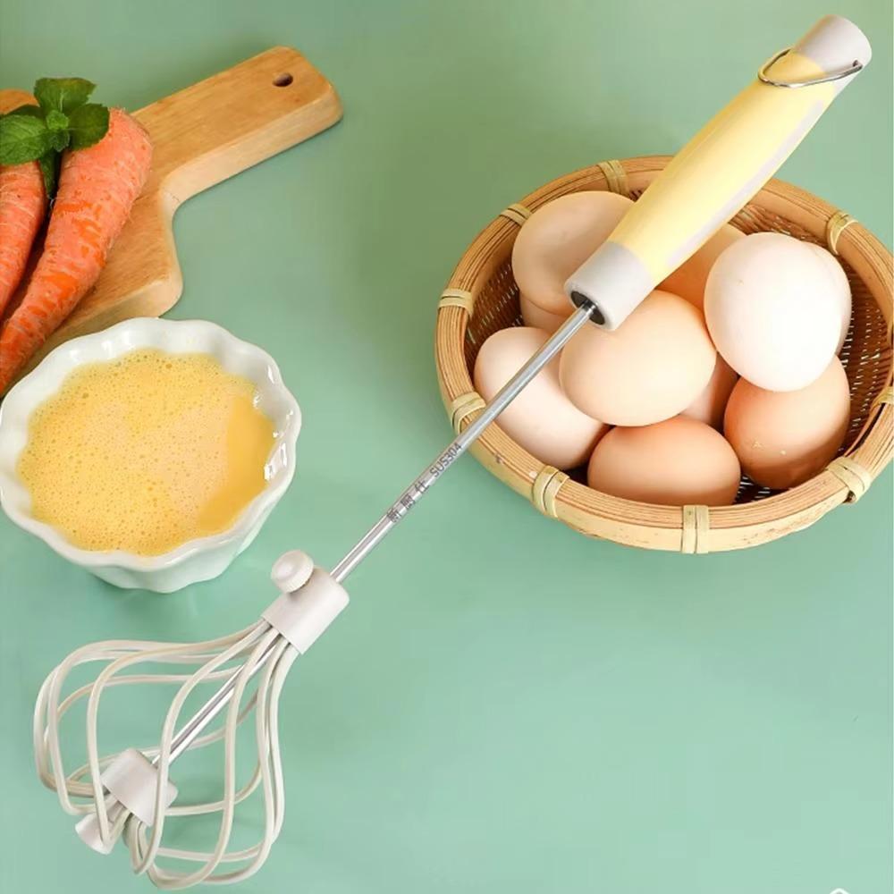 Stainless Steel Semi-Automatic Whisk Rotating Whisk Egg Beater Upgraded Egg Mixer  For Egg Milk