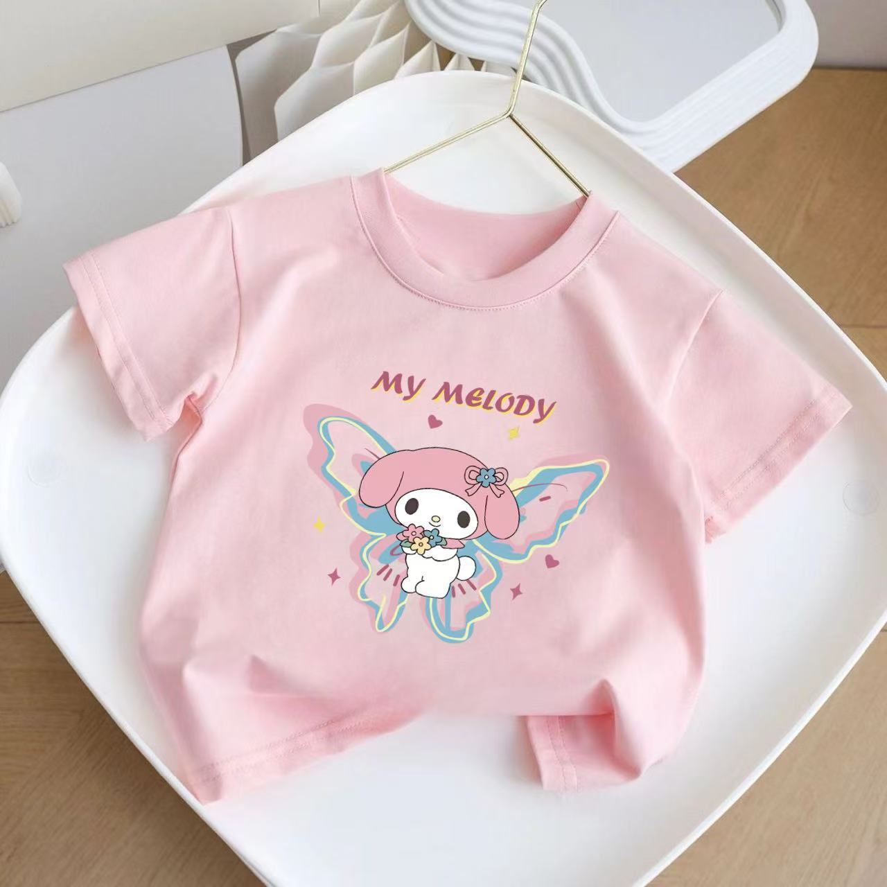 

Melody Printed New Style Childrens Parentchild Casual Roundneck Cute and Sweet Multipurpose Pure Cotton Shirt S
