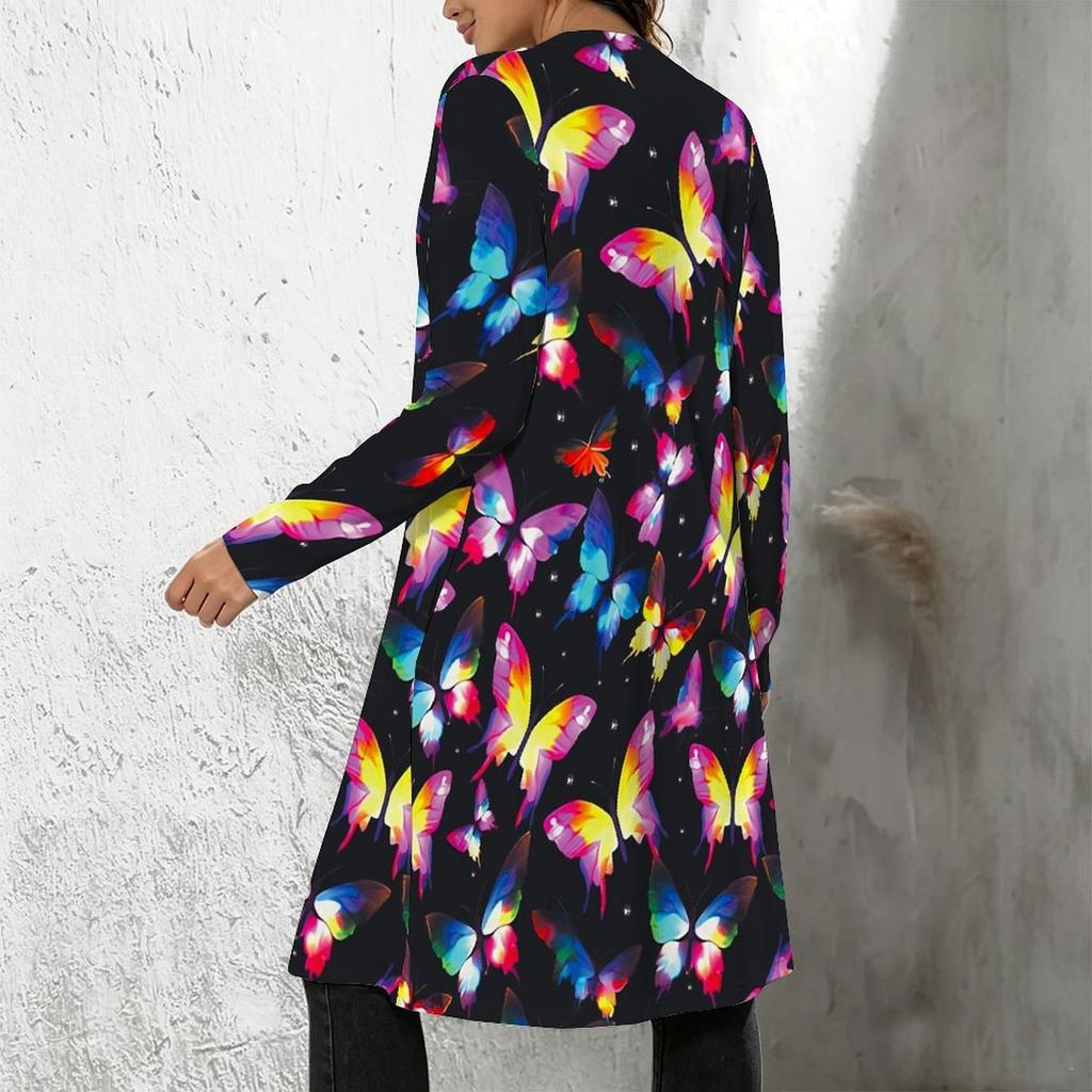 Plus Size Women Long Sleeve Open Front Loose Outerwear Casual Fashion Cardigan Jacket