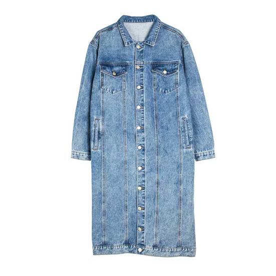 Giacca Retro da Donna Slim Fit Denim Lavato Lunghezza Media Collo a Revers Bottoni