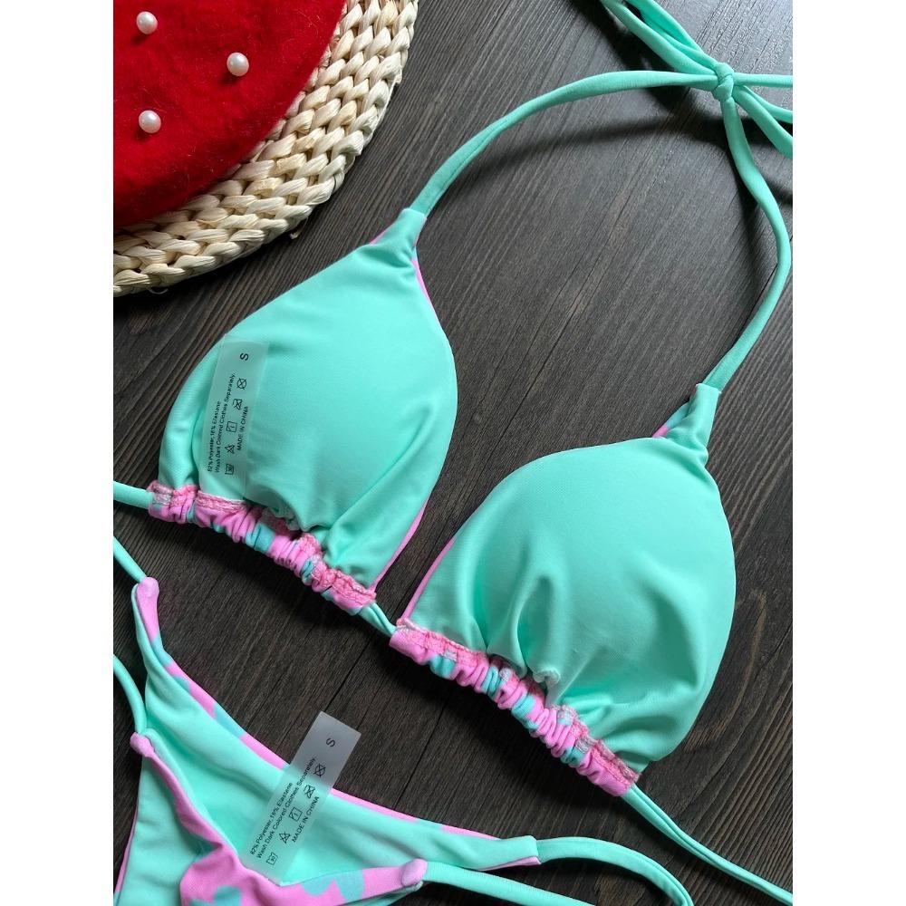 Cute Print Thong Women Swimsuit Push Up Sexy 2025 Bikini Set 2-piece Swimwear Female Beachwear Bathing Suits Biquini