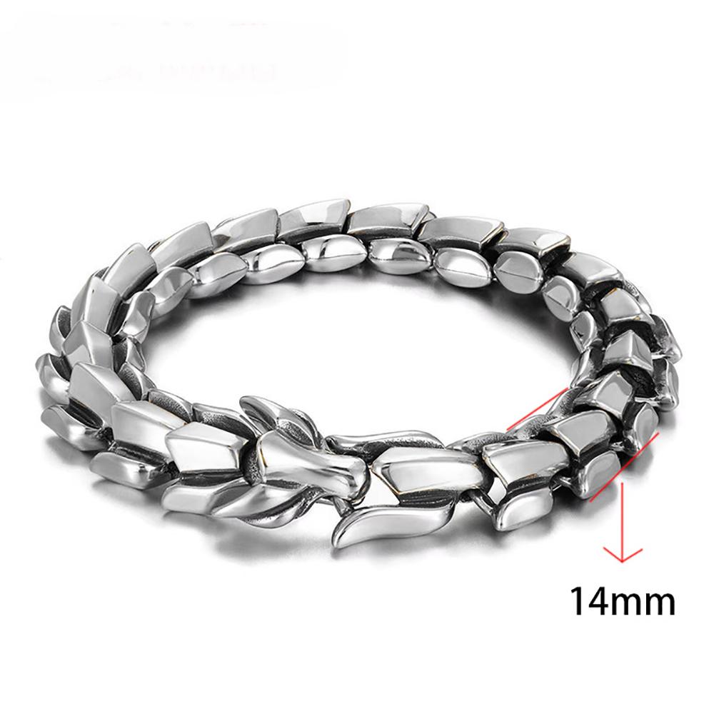Personality Mens Jewellery Hip Hop Punk Head Dragon Lin Bracelet Retro Exaggerated Dragon Bracelet Jewelry Men Accessories Gift