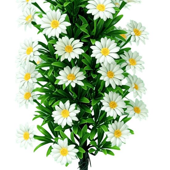 Artificial Flower with Ground Spike Outdoor Faux Wildflower Bushes UV Resistant Fake Topiary Bouquet for Home Garden Yard Patio