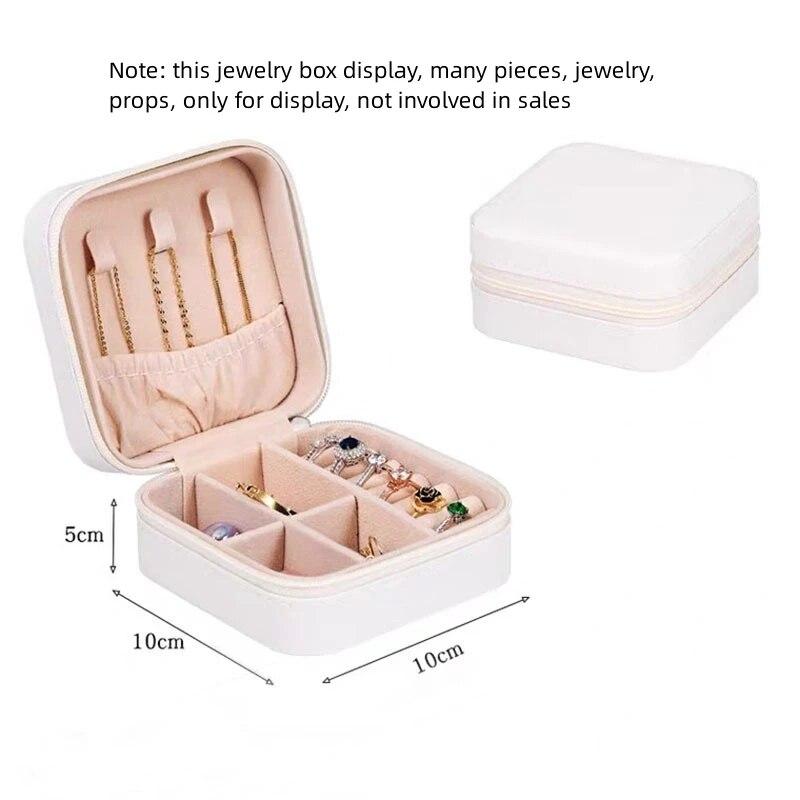 

Double Storage Box Ring Earrings Organization Small Fine Grid Pattern Palm Zipper Bag Large Flap Leather Double Box