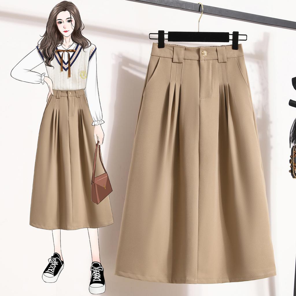 DIMANAF 2025 Frühling Sommer Übergröße Neue Röcke Damenbekleidung Mode Locker Plissee Rock Hohe Taille Vintage