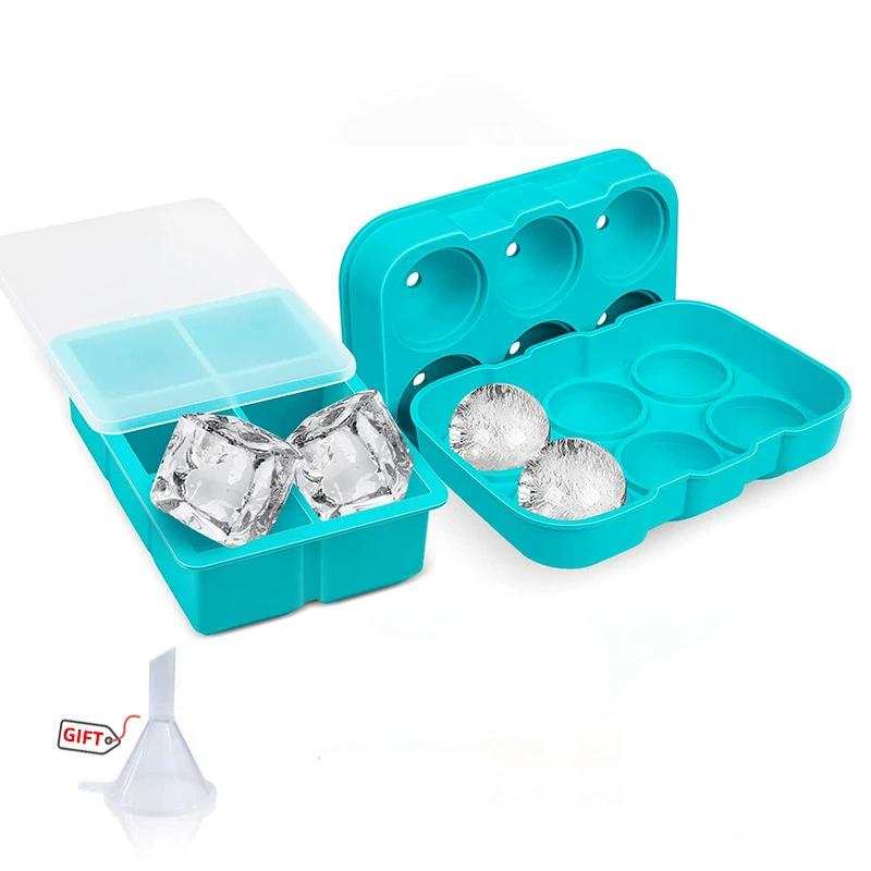 2 Pack Silicone Ice Ball Maker Mold with Leak-Proof Lid Whiskey Sphere Ice Cube Trays for Bourbon Cocktails Easy Release