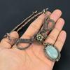 Aquamarine Handmade Gemstone Necklace, 999 Copper Wire Wrapped Necklace Antique Jewelry, For Engagement Gift