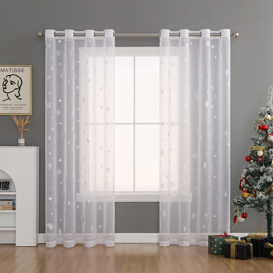 

2023 Hot Silver Curtains, White Window Screens, Finished Light-Transmitting Fabrics, Finished High-End Curtains, Light Luxury Balconies (107cm*160cm)-42 W x 63 L
