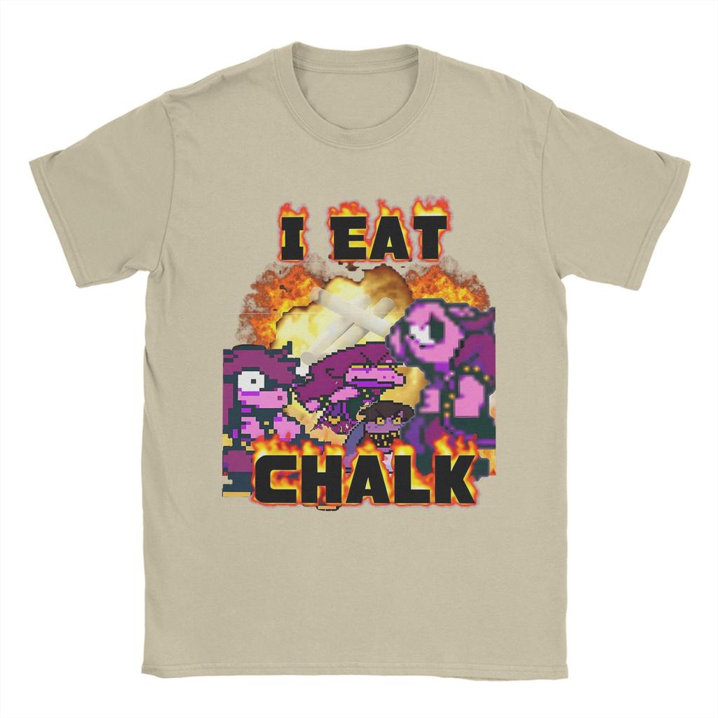 I Eat Chalk Susie Deltarune T Shirt Men Pure Cotton Vintage TShirts Round Neck  Tee Shirt Short Sleeve Clothing Big Size