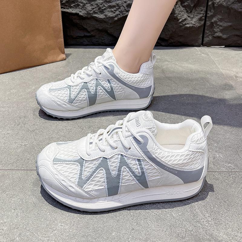 Summer mesh Forrest Gump shoes women's platform lace-up breathable sports and leisure shoes 2025 new versatile mesh shoes