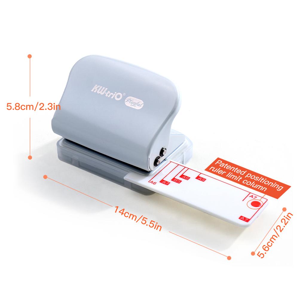 KW trio 99H3 Portable 3 Hole Punch Handheld Metal Hole Puncher 5 Sheet Capacity 6mm Aperture Paper Punch for A5 B5 A6