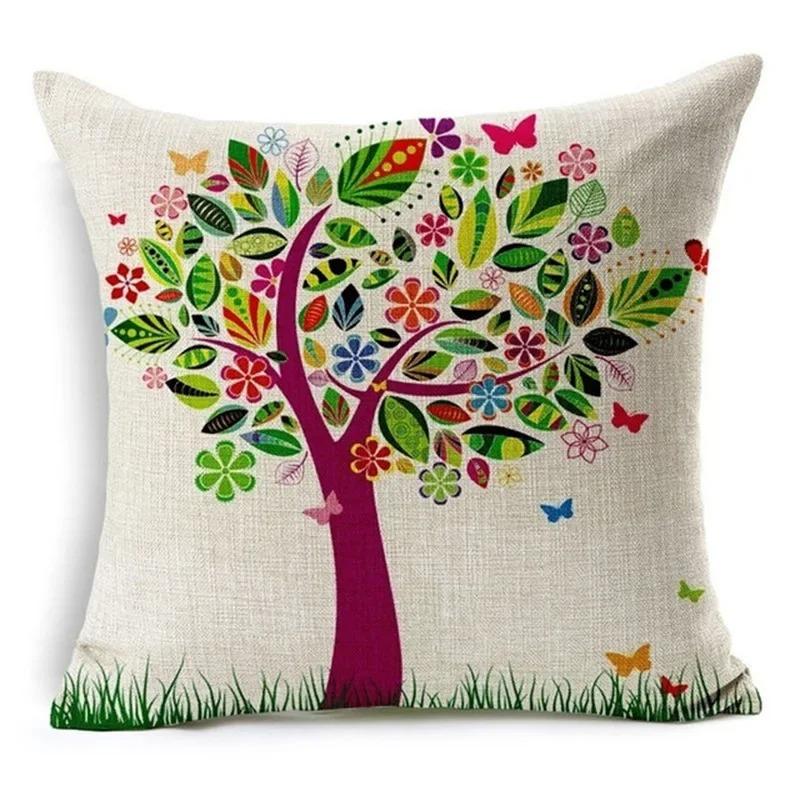 Tropical Green Plant Pillowcase Colorful Tree Pattern Creative Cushion Vitality Natural Style Sofa Decoration Pillow