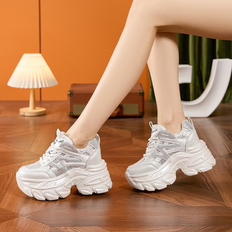 Thick-soled dad shoes women's 2025 summer new breathable hollow mesh inner height increase women's shoes versatile sports and leisure shoes