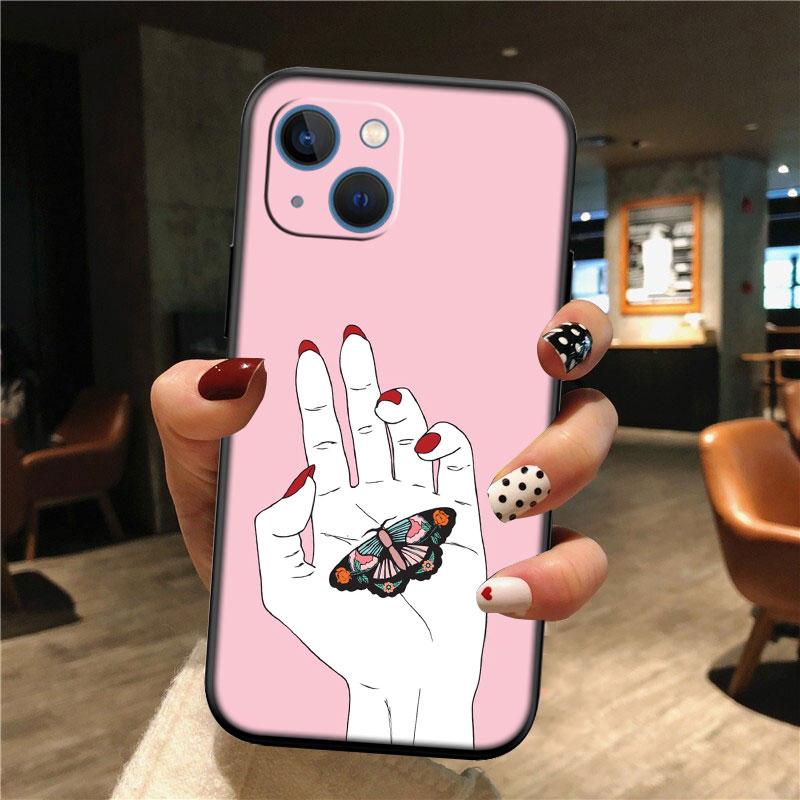 IK54 pink Hand Rose Smoke New High-End Shell Phone Case for Redmi Note 8 9 Pro Max 9S 9T 9C NFC 8T 8A 10A A4
