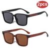 2pcs Rectangle Sunglasses For Men Women Polarized UV400 Outdoor Sports Protection Driving Sun Glasses Male Famale Brand Design