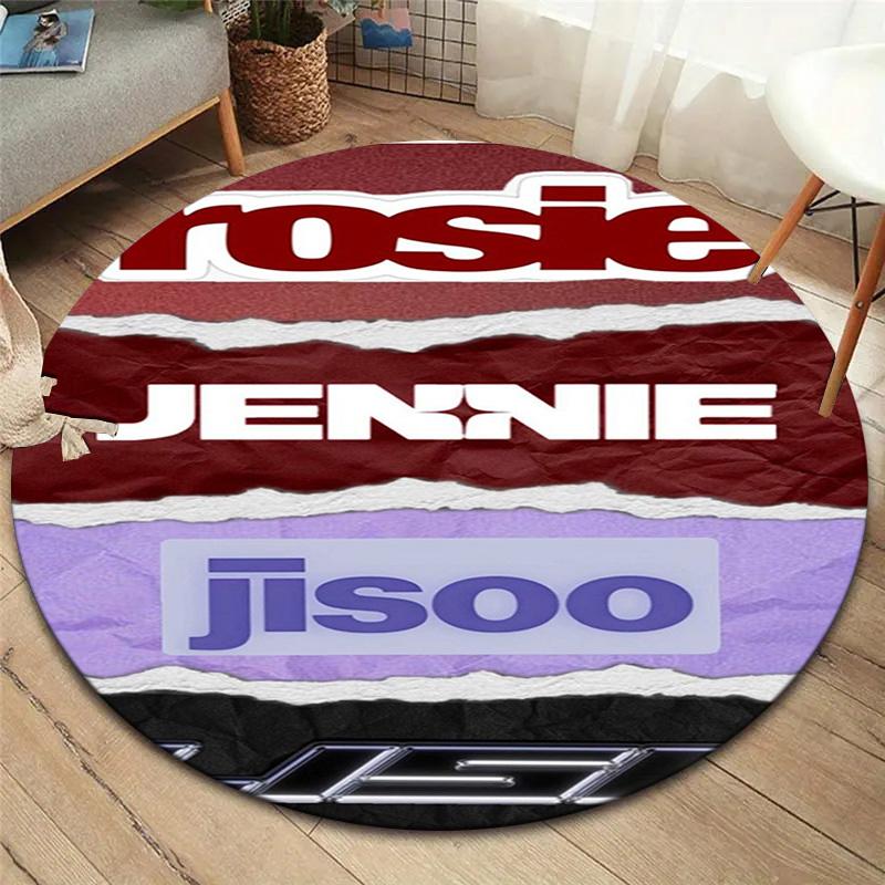 Blackpink Round Area Rug,Carpet Rug for Living Room Bedroom Sofa Playroom Decor,Non-slip Floor Mat