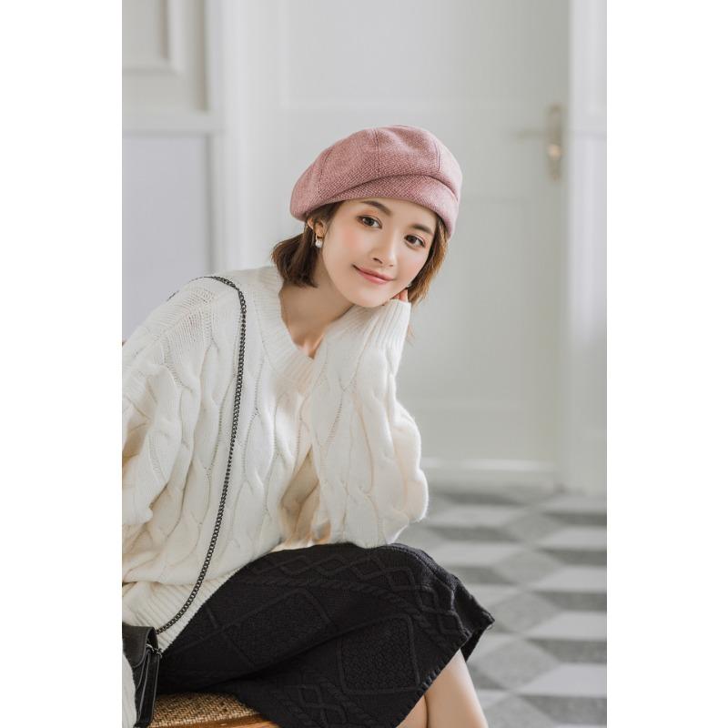 Women S Korean Style Plaid Beret Hat Cute British Painter Cap