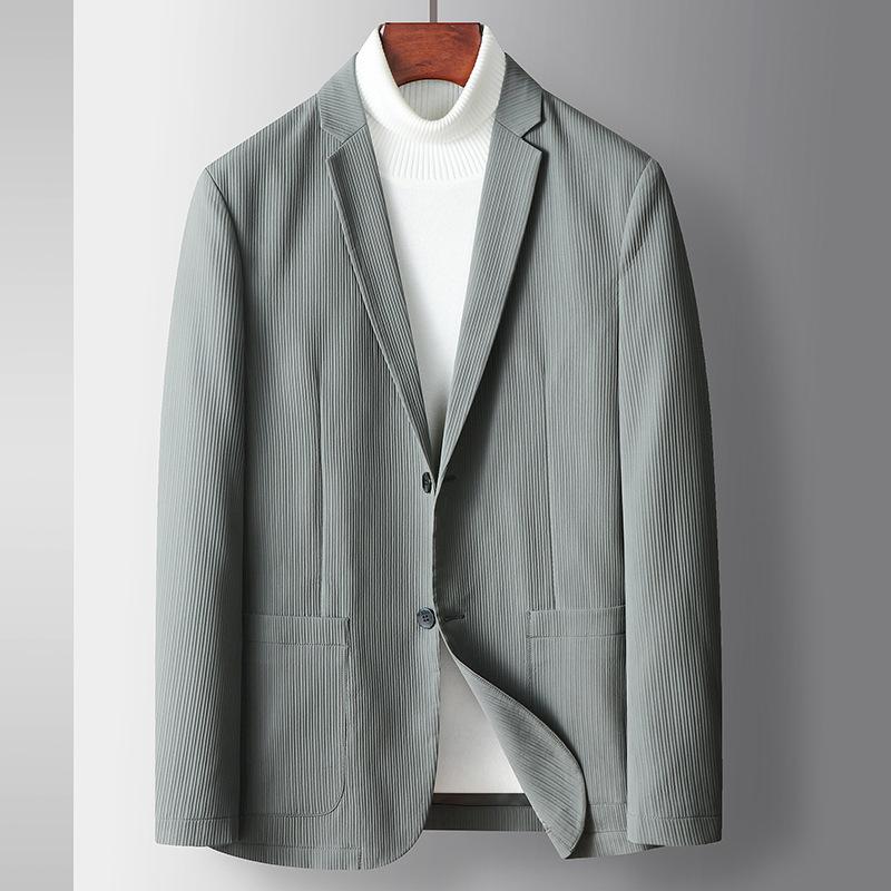 

Осенне-зимний легкий роскошный деловой пиджак в стиле «один на один» для людей среднего возраста и молодежи, однотонный, из микроэластичного материала 170 серый