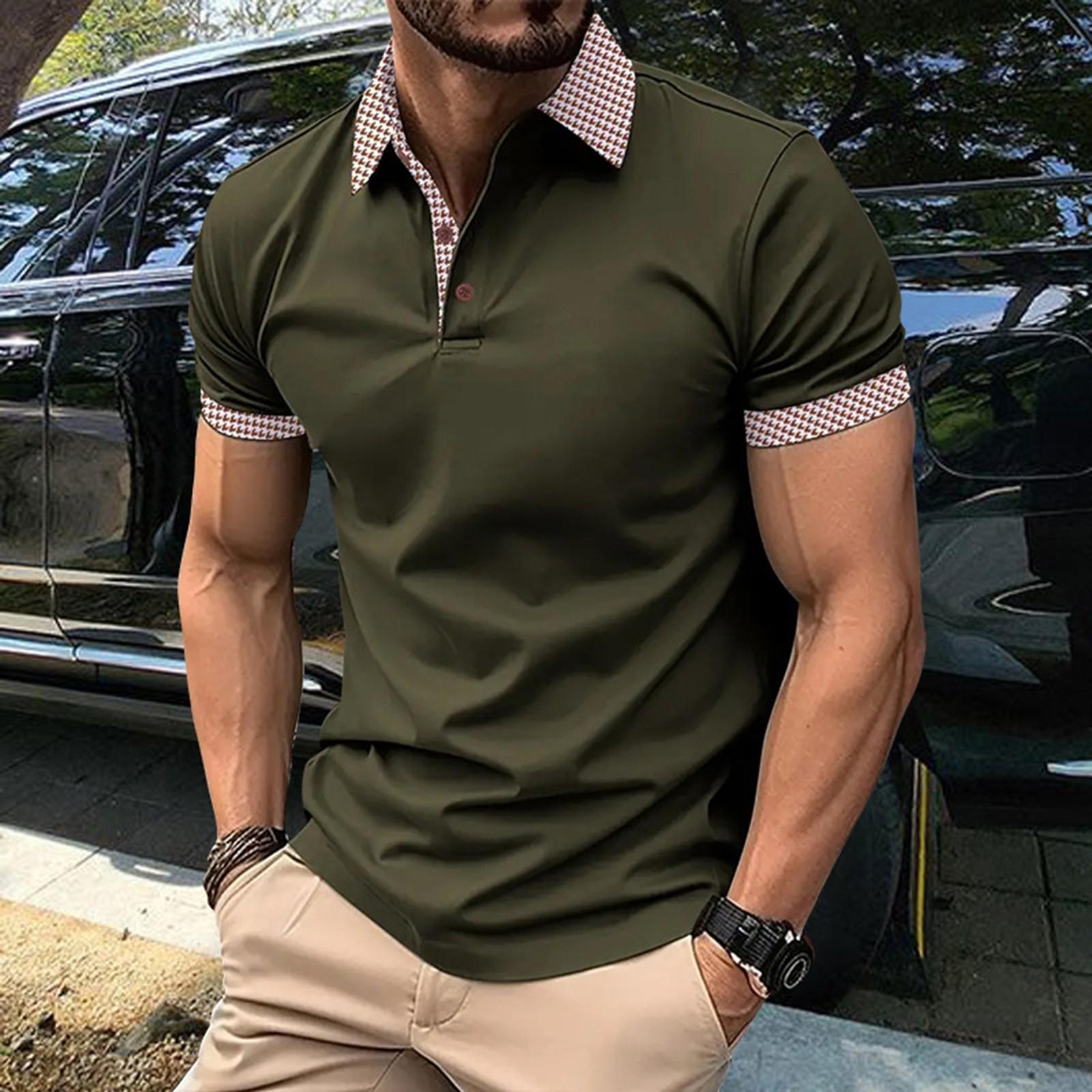 

Мужская повседневная рубашка с принтом «гусиная лапка» Мужская рубашка с коротким рукавом XXL