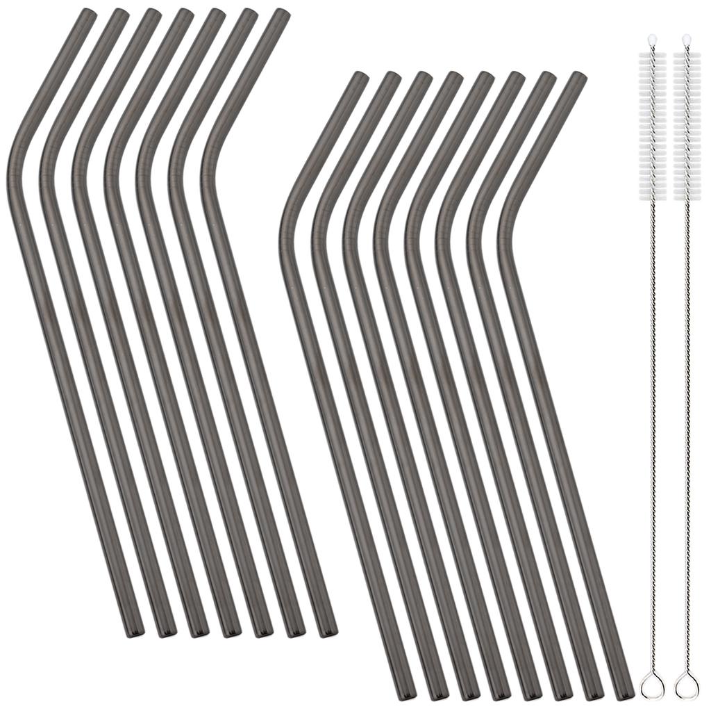 15pcs Metal Drinking Straws Set 304 Stainless Steel Straw with Brush Milk Shake Fruit Juice Tea Cocktail Straw Bar Accessories