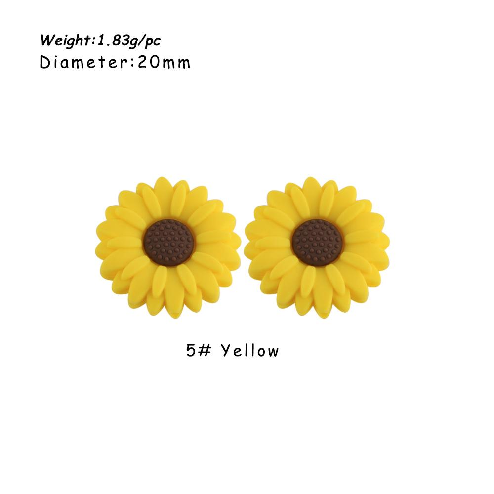 Kovict 5/15Pcs Daisy Sunflower Mini Silicone Beads DIY Pacifier Chain Bracelet Necklace Handmade Accessories For Jewelry Making