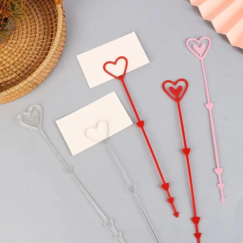 10 Stück, Kurze Blumeneinsätze mit herzförmigen Herzen, Blumensträuße, Kurze Plastikkartenhalter