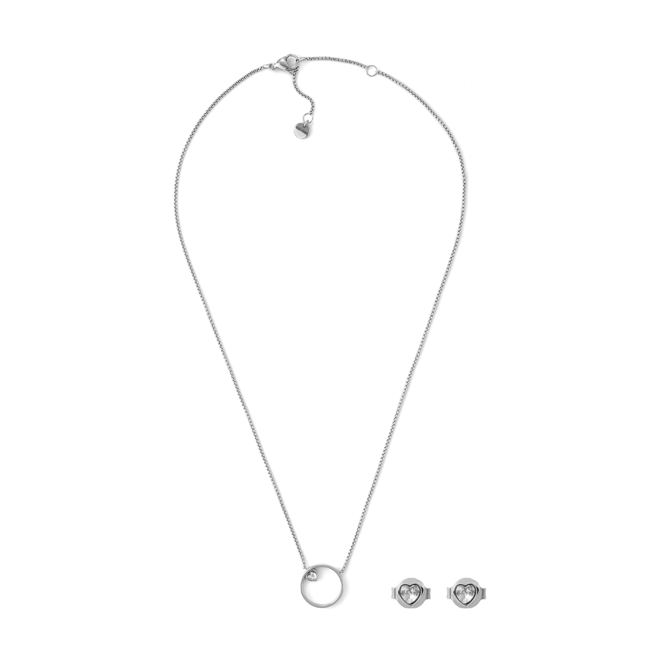 

Skagen Women s KARIANA Gift Set: Glitz Heart Earrings and Necklace, SKJB1016SET