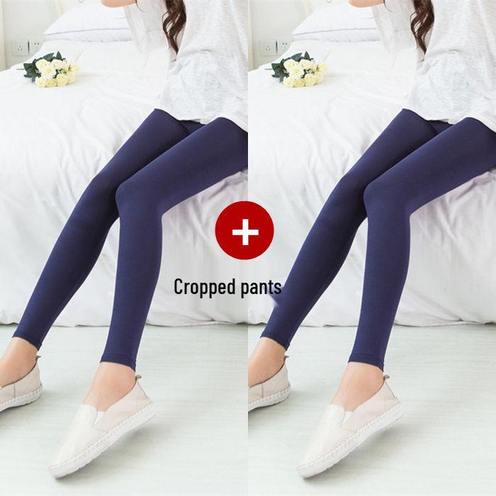 Leggings da Yoga Neri Elasticizzati in Modal da Donna - Taglie Forti, Lunghezza 3/4, Sottili per Primavera & Autunno