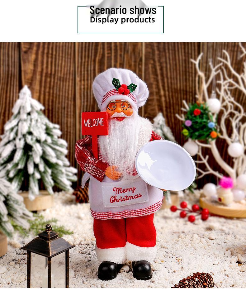 Cross-Border Santa Claus Ornament: Cute Christmas Doll Holding Gift for Window Decoration
