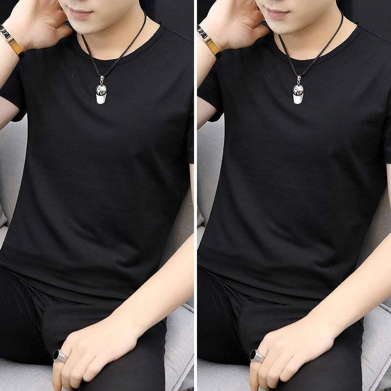 2-pak męskich koszulek z lodowego jedwabiu z dekoltem w serek, z krótkim rękawem, slim fit