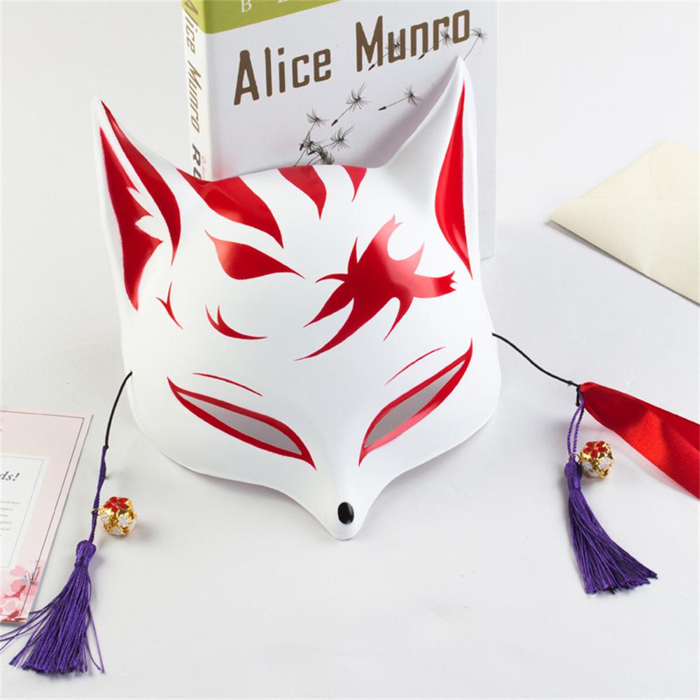 

Half Face Mask Hand-painted Fashion Mask Halloween Masquerade Party Tassels Anime Fox Mask For Costume Parties Anime