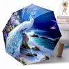 Peacock and Floral Fantasy Outdoor Automatic Umbrella Retractable Design with 8-Rib Durability Lightweight Perfect Gift for Friends Family