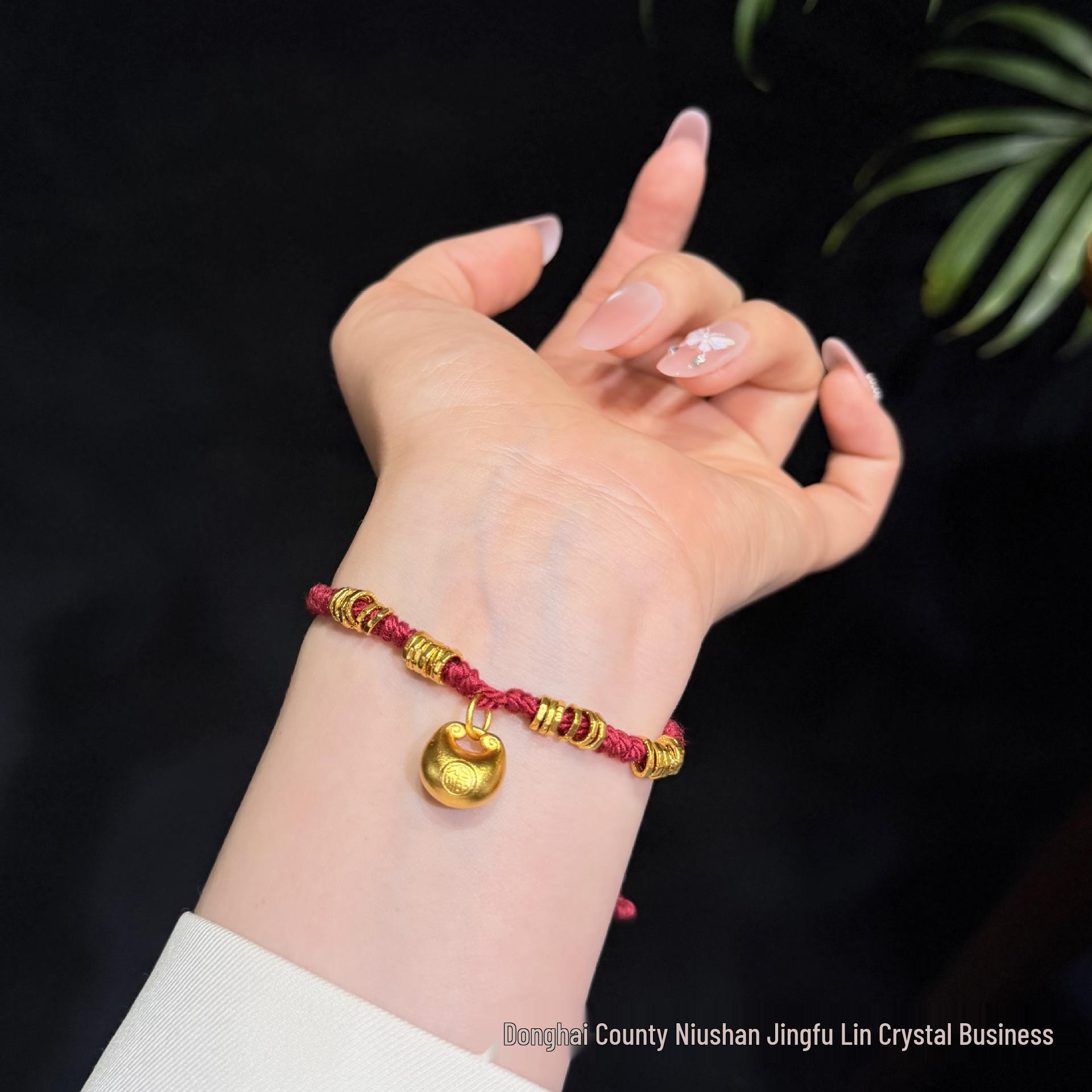 Handmade Sand Gold Braided Lucky Rope Bracelet - Chinese Style Women s Ornament