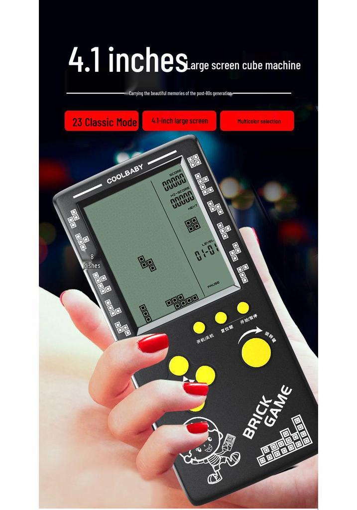4,1-Zoll Retro Tetris Spielkonsole: Handheld Lernspielzeug für Kinder im Vintage-Stil