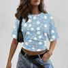Women’s Crew Neck Pullover Short Sleeve T Shirt Loose Fit Floral Print Casual Summer Top Soft Lightweight Fabric