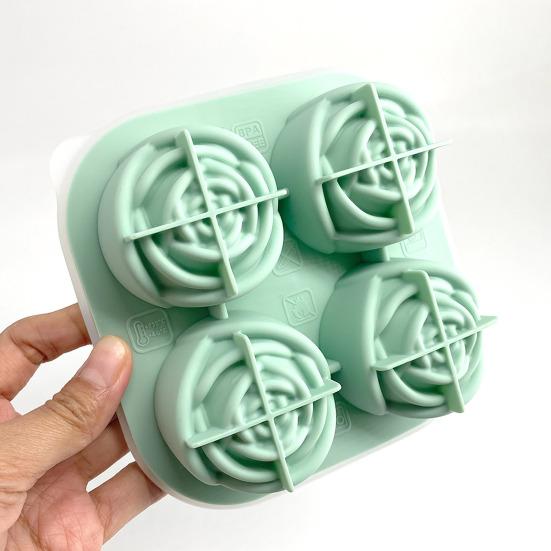 Rose Flower Silicone Ice Cube Tray 9-Cavity Square Mold for Chocolate Candy Flexible Non-Stick