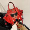 "2022 Stone Pattern Girls' Messenger Bag with Pearl Rivets & Glasses Shoulder Strap"