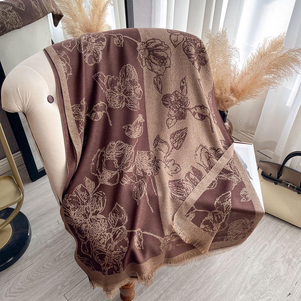 Vielseitiger Mori Kontrastfarben, Frühling und Herbst Doppelseitiger Imitationskaschmirschal, Hochwertiges Warmes Tuch Damen