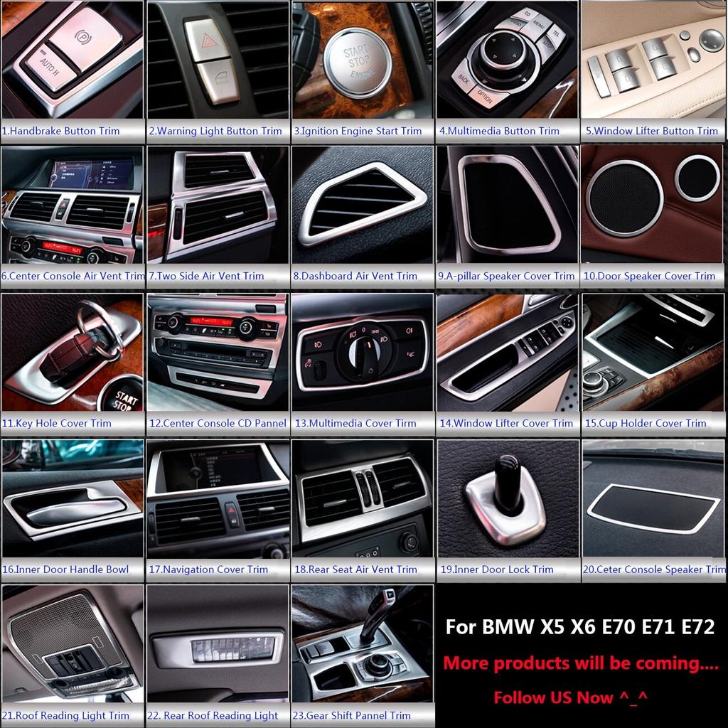 Stainless Car Interior Door Speaker Rings Cover Trim For BMW X5 X6 E70 E71 4Pcs