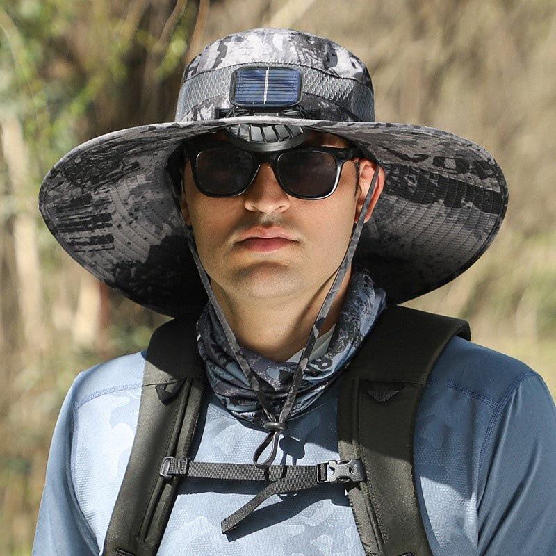 Unisex Solar-Powered Cooling Sun Hat - Large Brim for Outdoor Activities