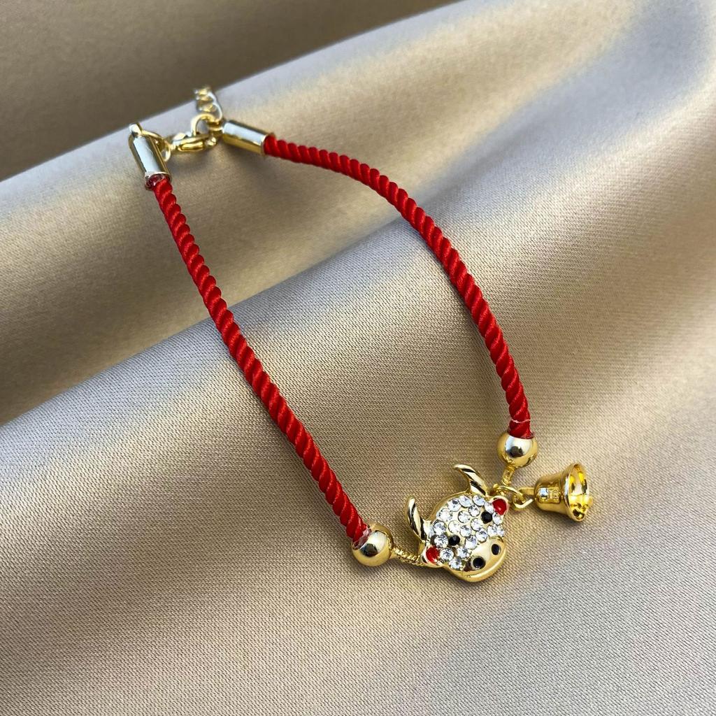 Red Natal Year Series Red Rope Bracelet Weaving Festive Zodiac Cow Lucky Rope Niche Design Couple Jewelry