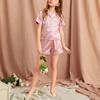 Grenzüberschreitendes Sommer-Kinder-Satin-Pyjama-Set - Kurzarm Einfarbig für Jungen und Mädchen