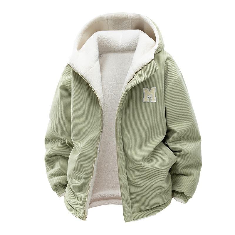 

Corduroy Hooded Cotton-padded Clothes for Men and Women, Winter Thickened Cotton-padded Clothes, Fleece Couple s Cotton-padded Jackets 3XL